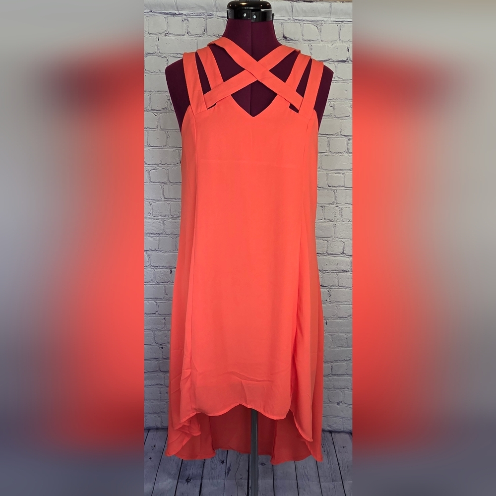 Lush Coral Asymmetrical High-Low Halter Sundress